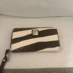 Dooney & Bourke Zebra Stripe Wallet in Brown and Cream